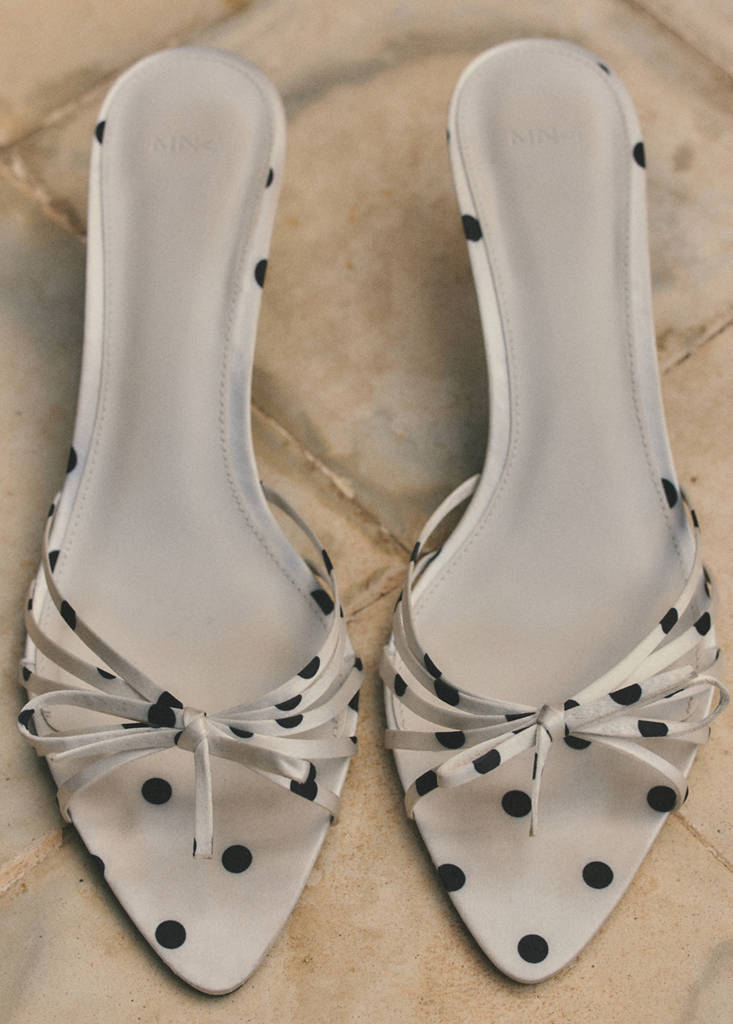 Polka-dot strap sandals — White