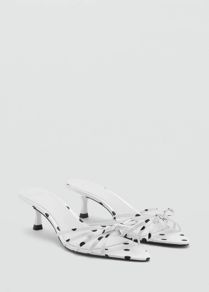 Polka-dot strap sandals — White