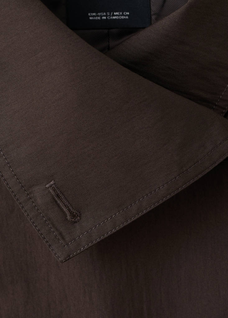 Funnel neck cropped trench coat — Chocolate