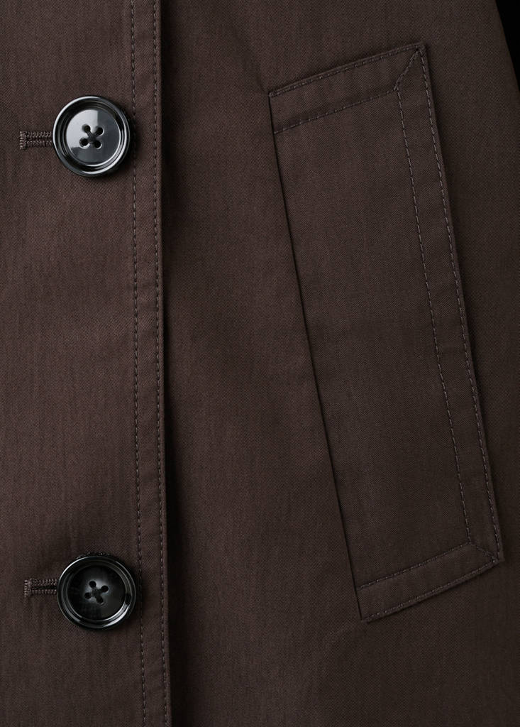 Funnel neck cropped trench coat — Chocolate