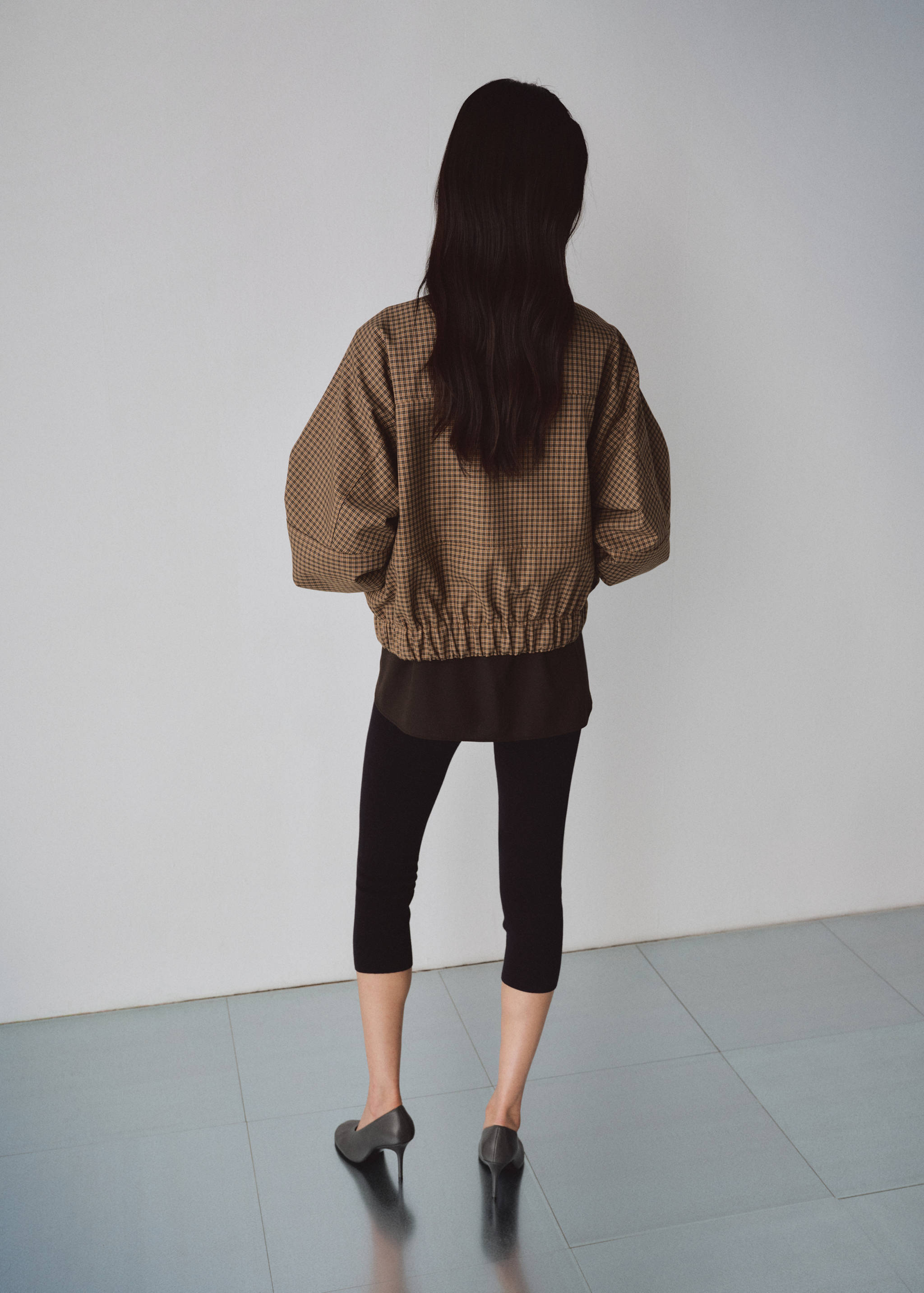 Houndstooth high-collar jacket - Reverse of the article