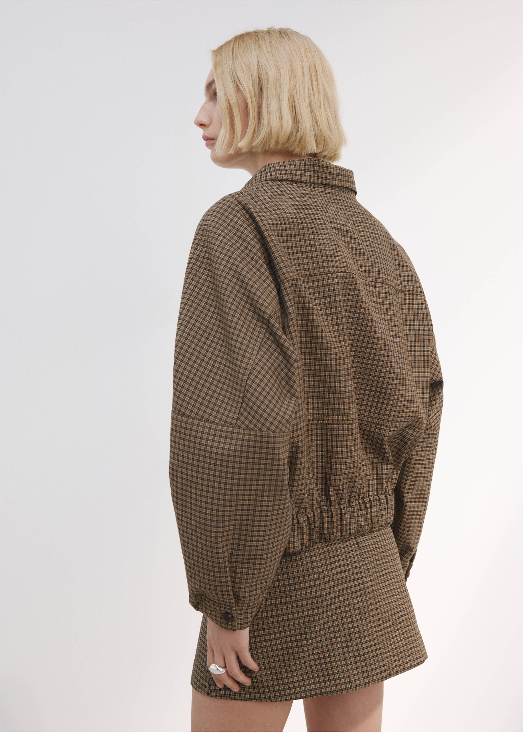 Veste col montant pied-de-poule - Verso de l’article, Marron. Ref: 27095816-02.