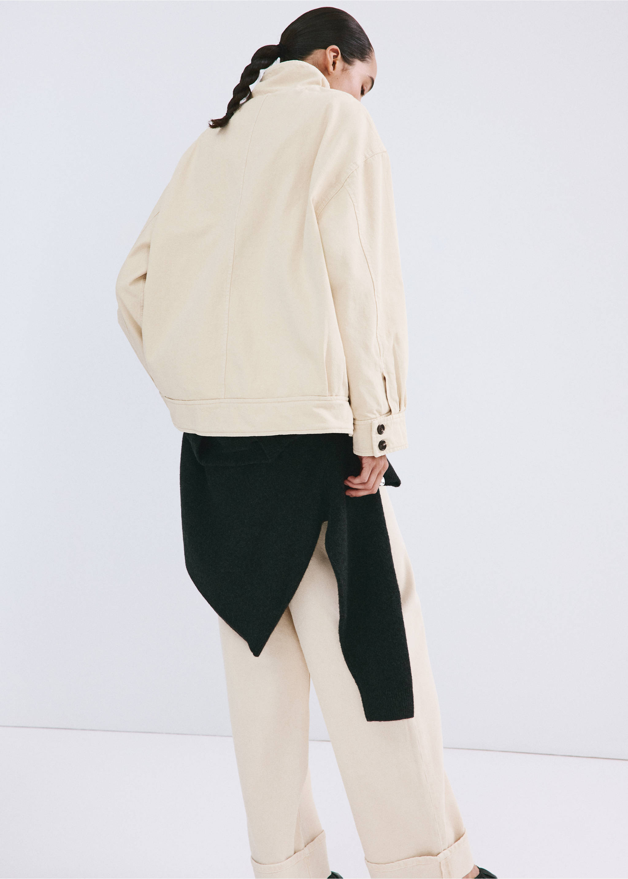 Denim parka with a stand-up collar - Reverse of the article, Vanilla. Ref: 27095817-00.