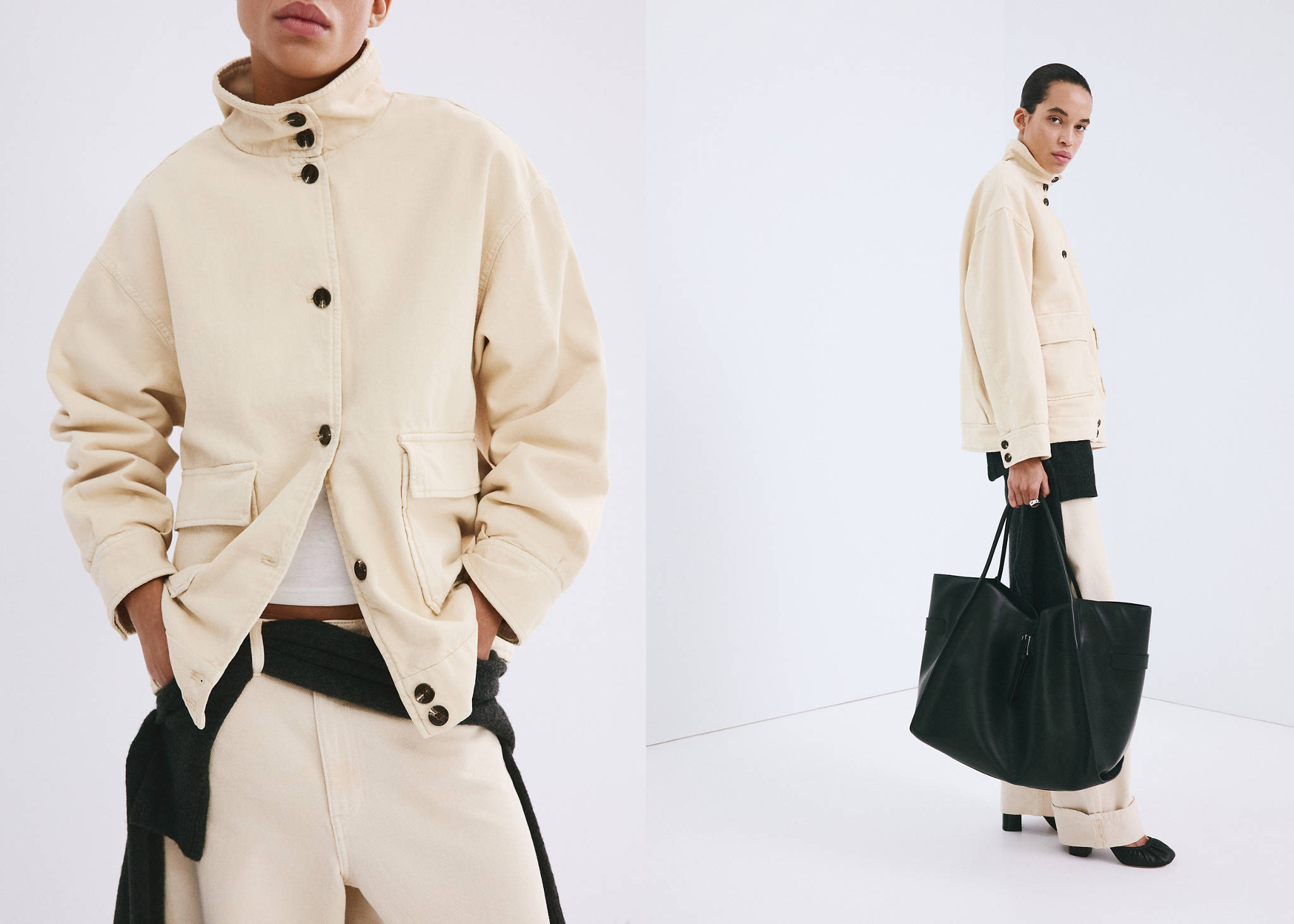 Denim parka with a stand-up collar - Panoramic plane