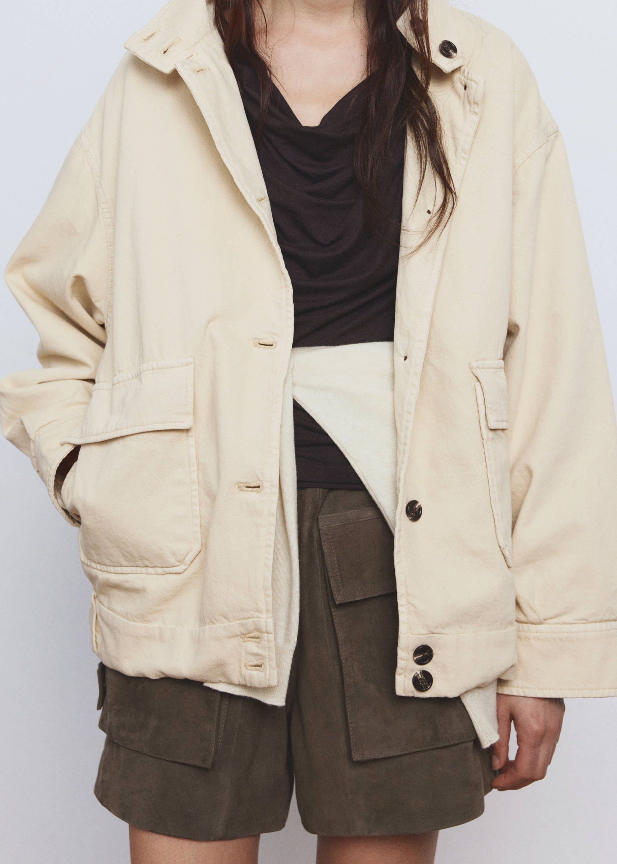 Denim parka with a stand-up collar - Medium plane