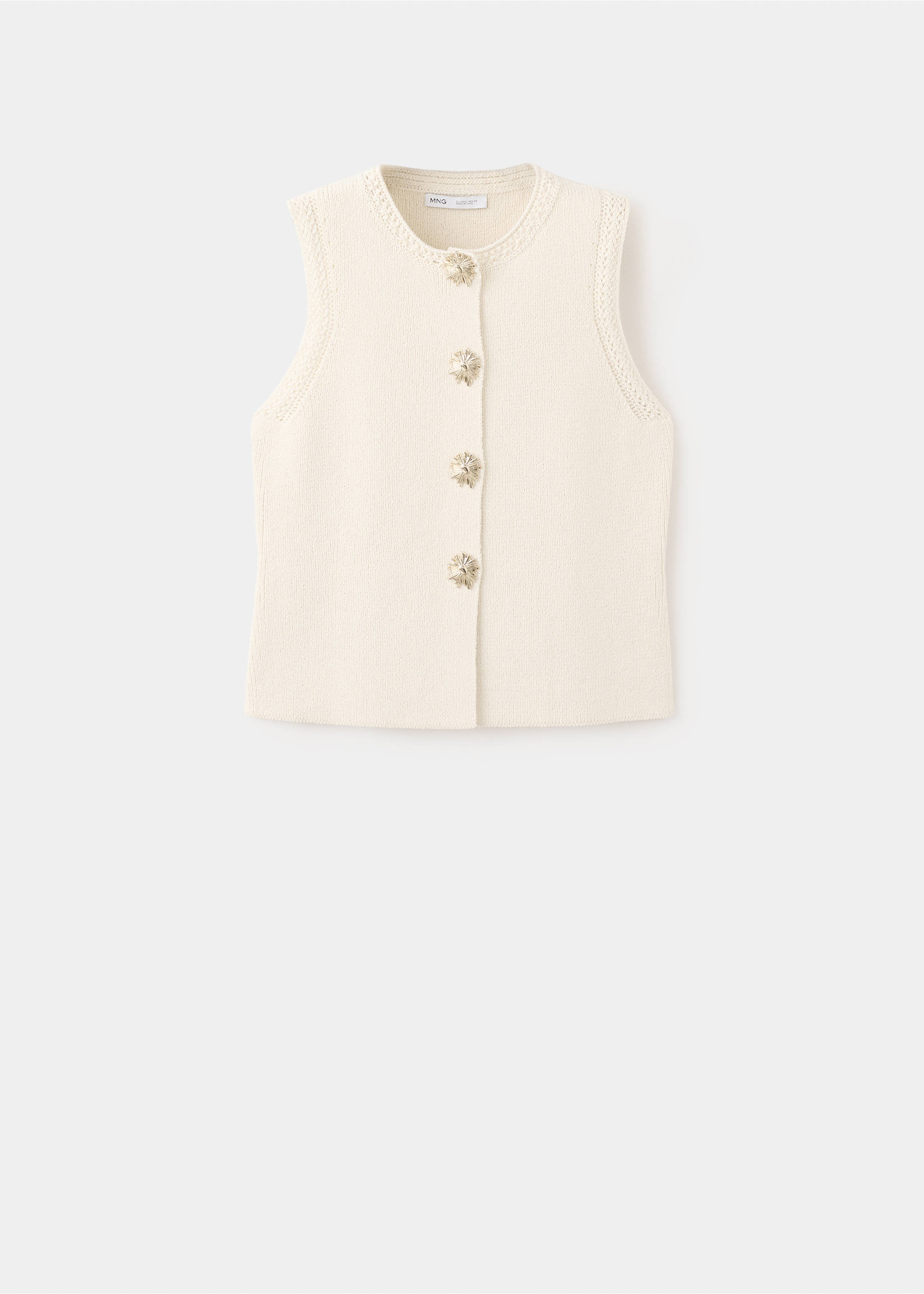 Gilet maille liserés contrastants - Article sans modèle, Écru. Ref: 27095819-00.