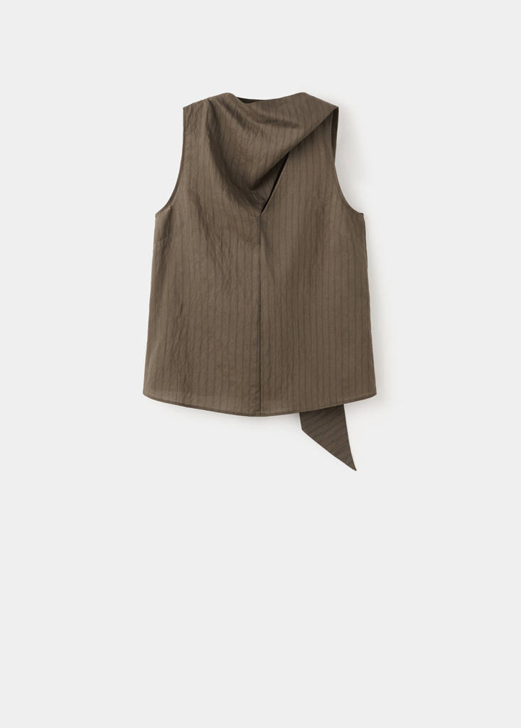 Striped foulard top — Brown