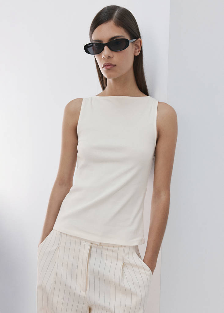 Fitted cotton top — Off White