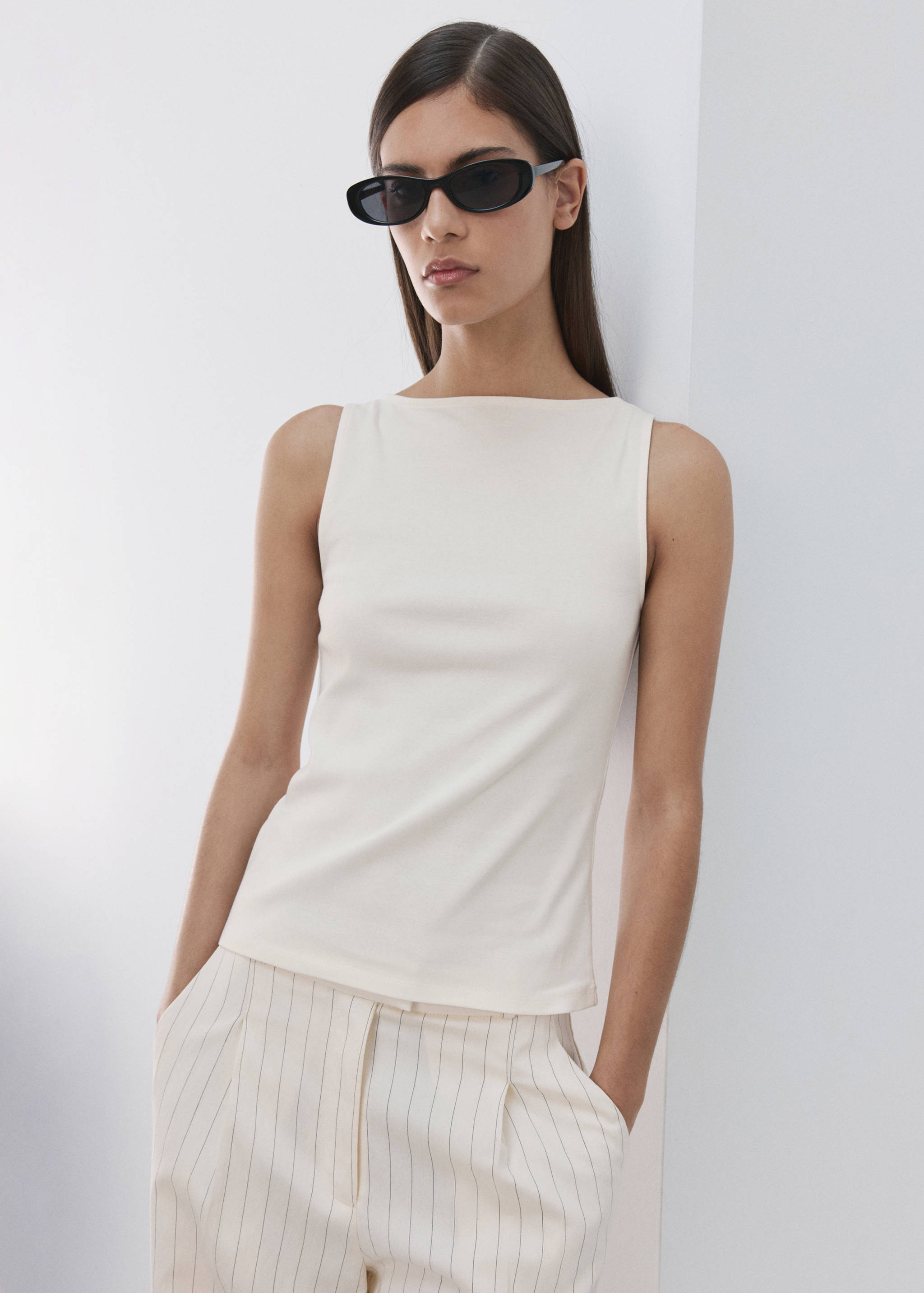 Top entallado algodón - Plano medio