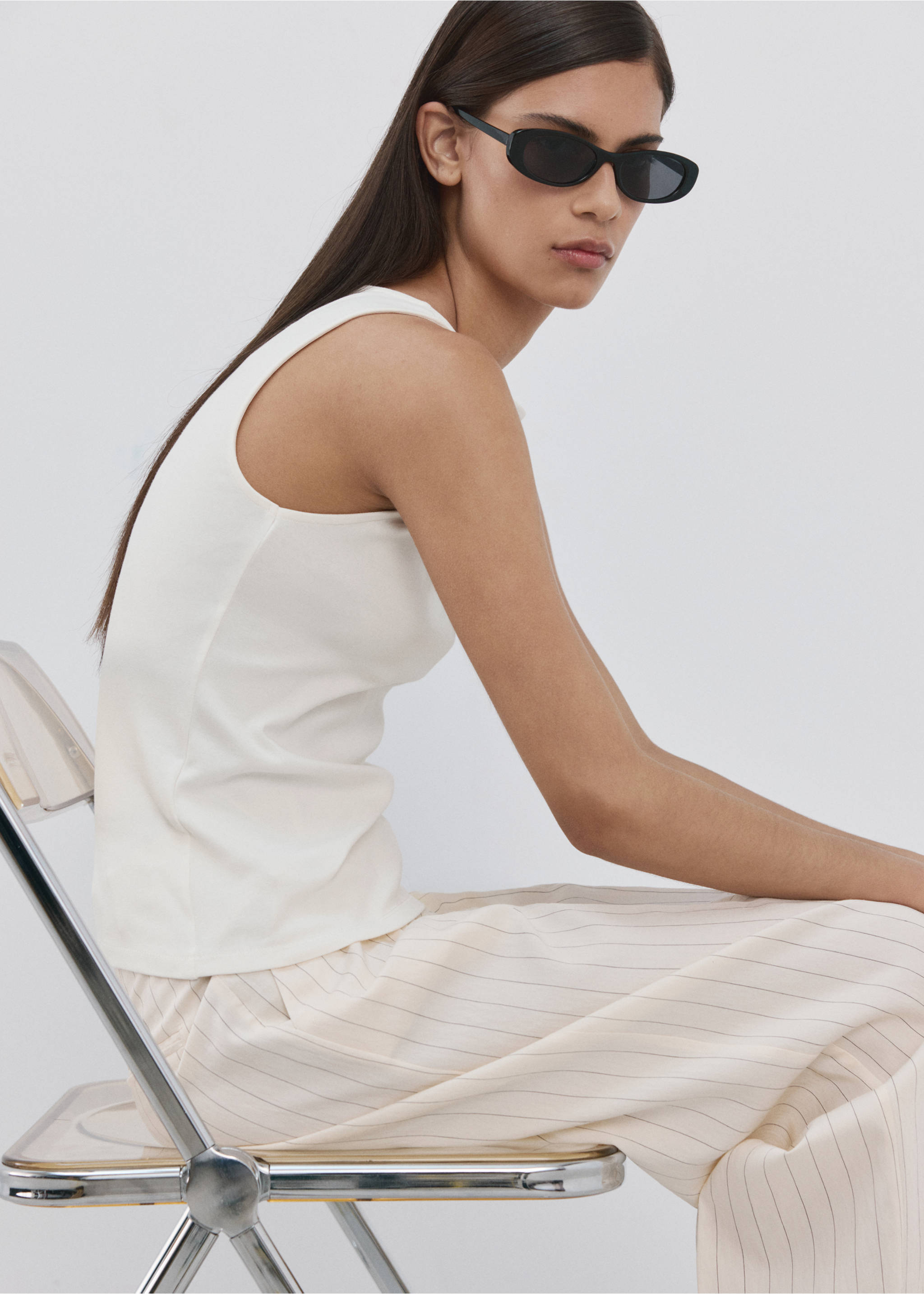 Top ajusté coton - Détail de l'article 2, Blanc cassé. Ref: 27095822-00.