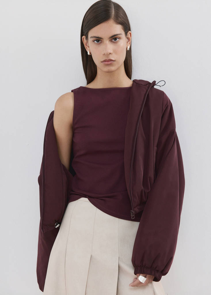Fitted cotton top — Burgundy
