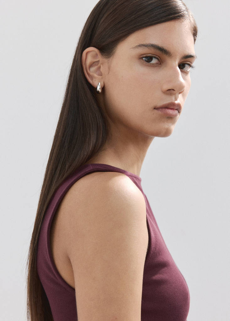 Fitted cotton top — Burgundy