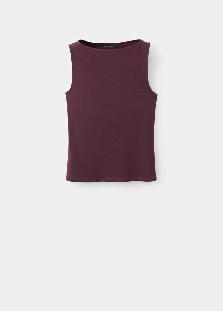 Fitted cotton top — Burgundy