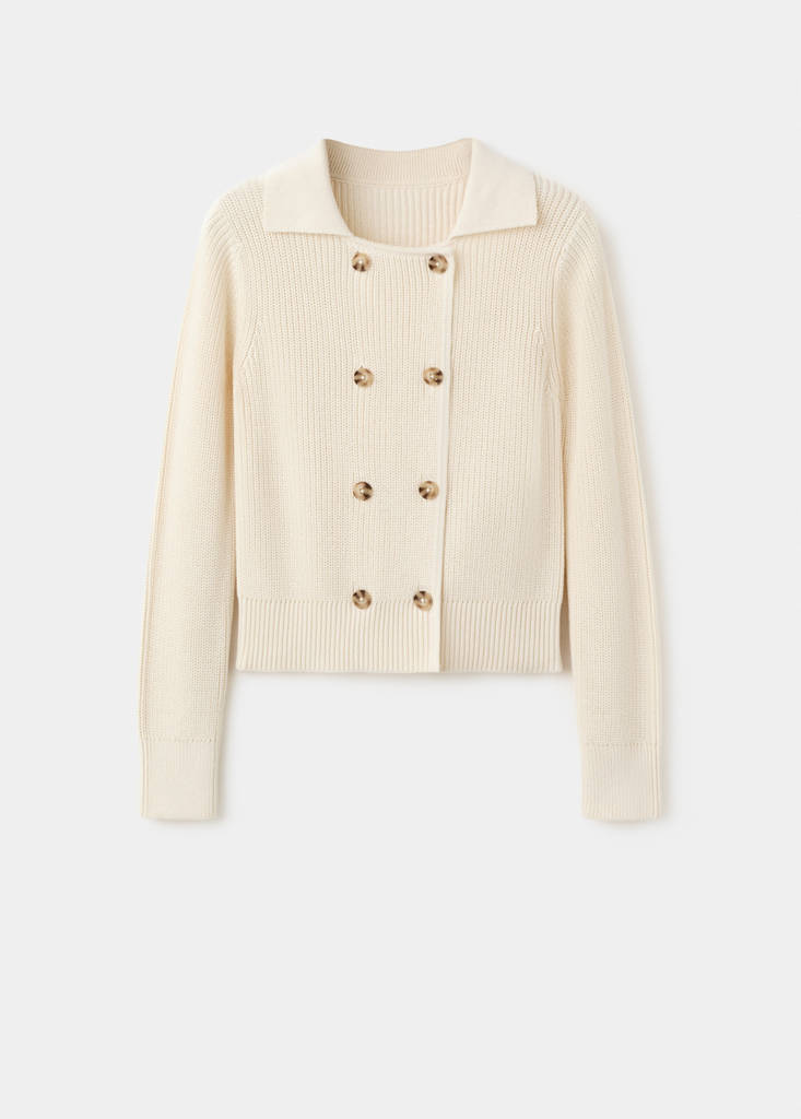 Knitted buttoned jacket — Ecru