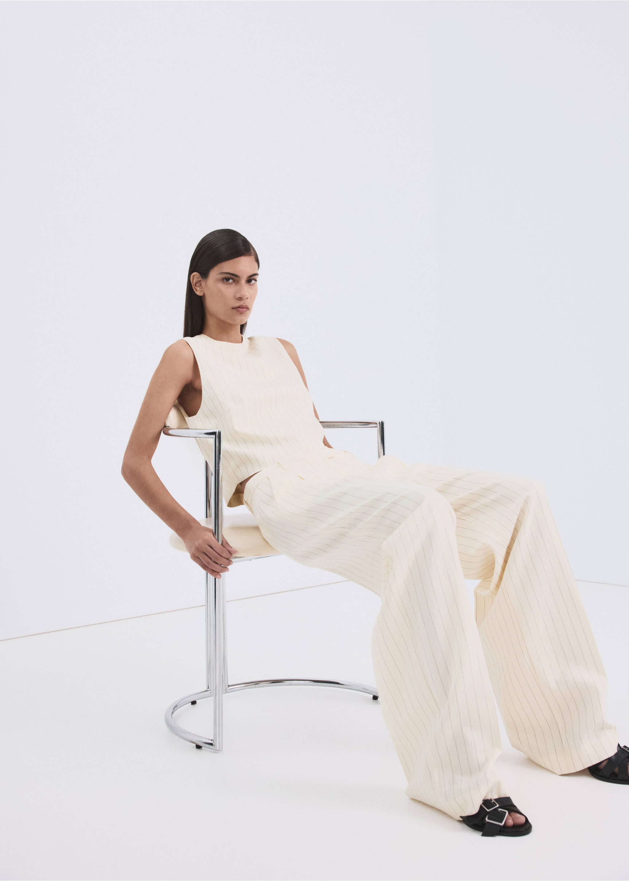 Pinstripe suit trousers - Details of the article 2, Off White. Ref: 27095826-00.