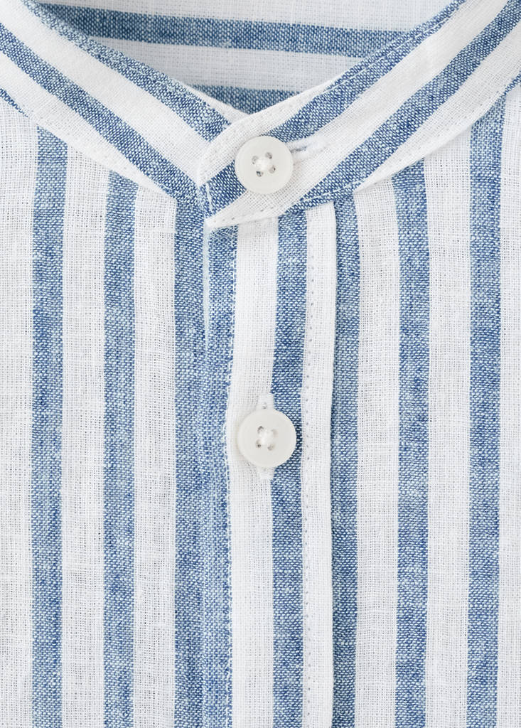 Striped linen-blend shirt — Sky Blue