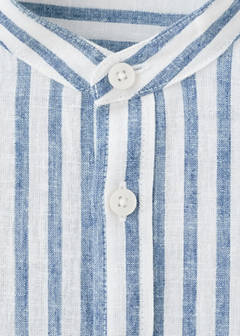 Striped linen-blend shirt — Sky Blue 6