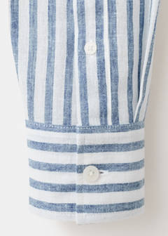 Striped linen-blend shirt — Sky Blue 8