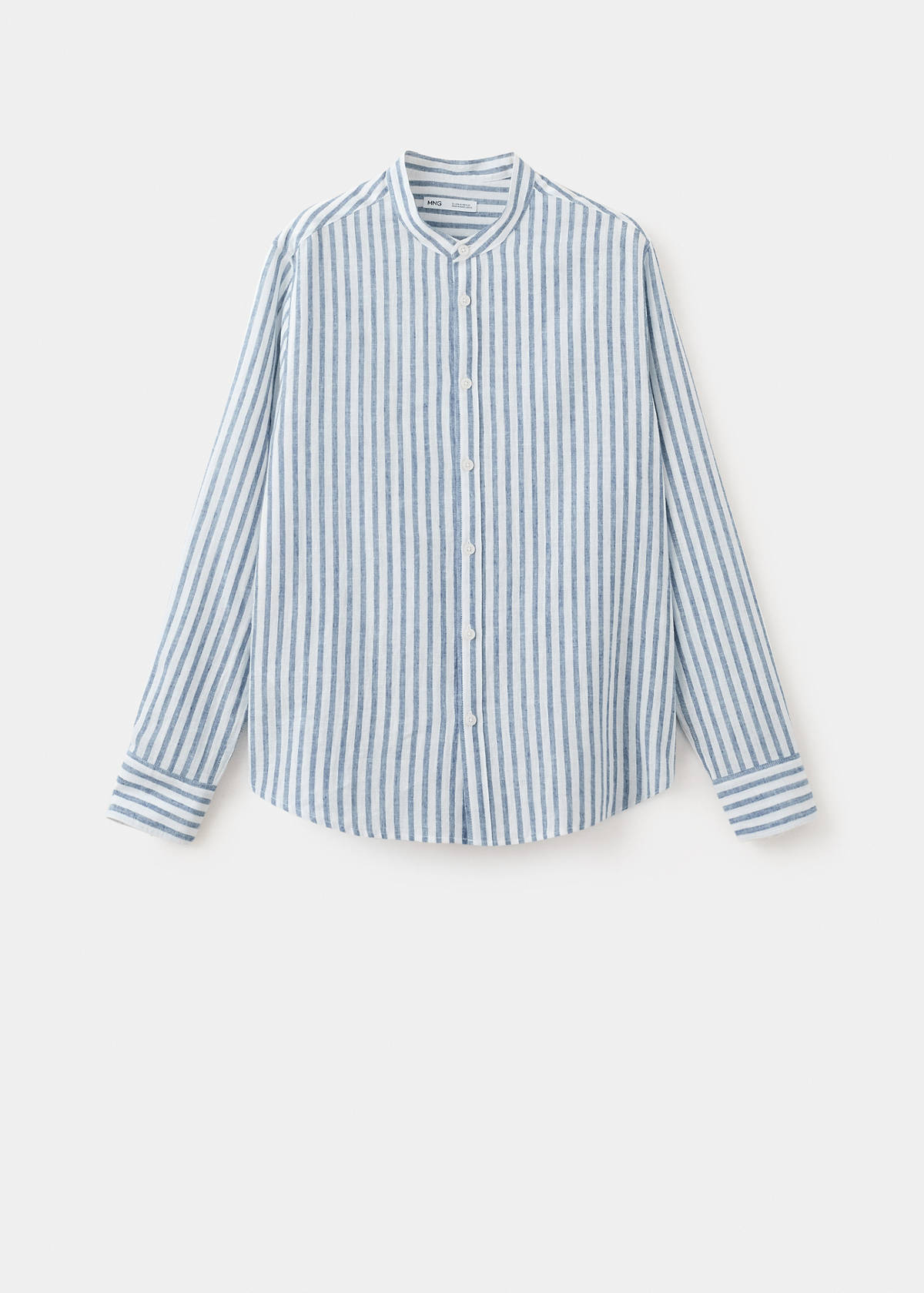 Striped linen-blend shirt — Sky Blue