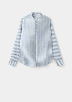Striped linen-blend shirt — Sky Blue 3