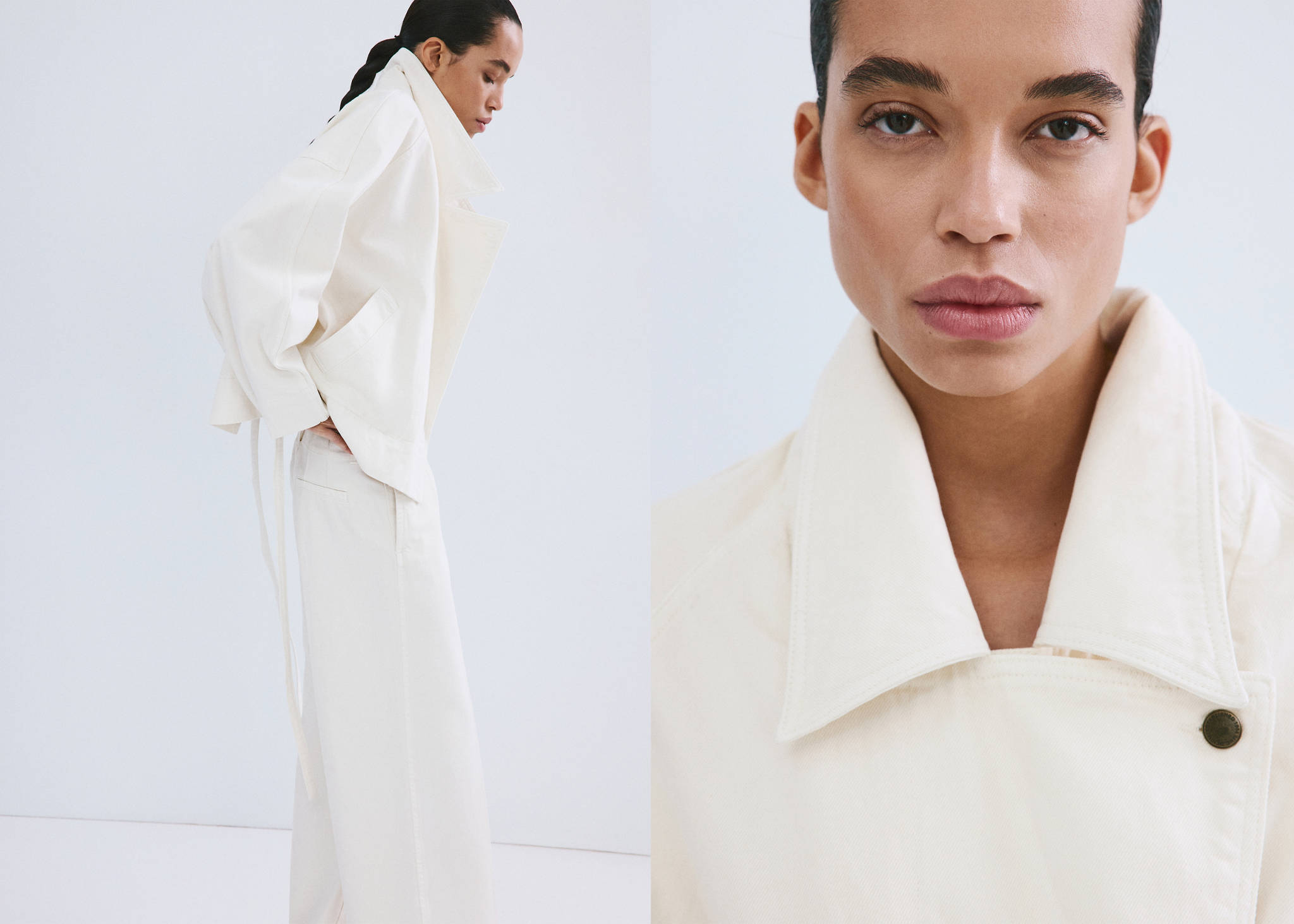 Cotton trench with maxi lapels and belt - Panoramic plane