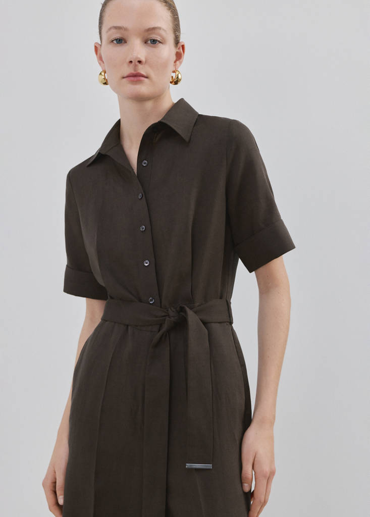 Lyocell shirt jumpsuit — Brown
