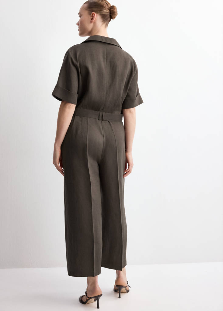 Lyocell shirt jumpsuit — Brown