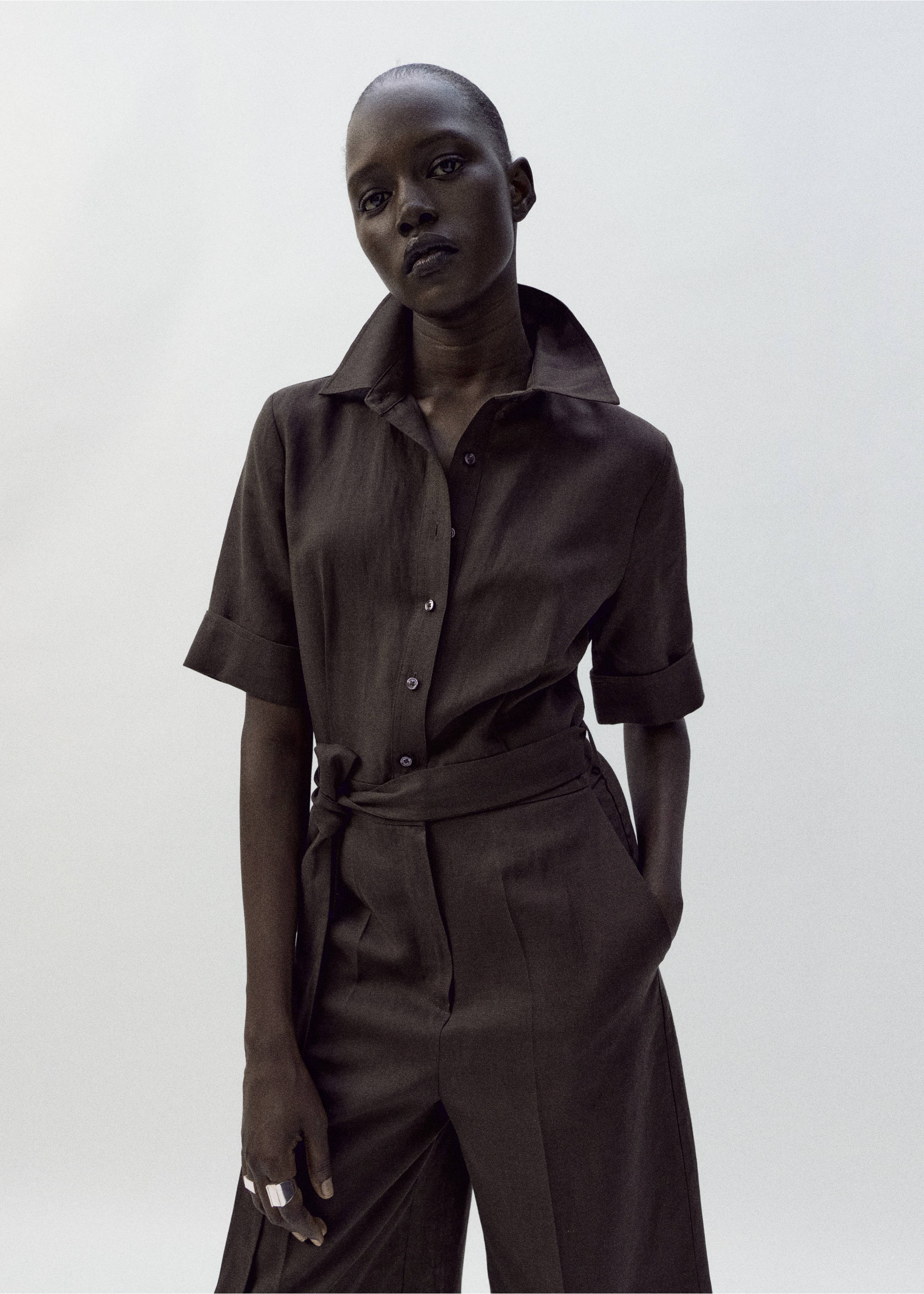 Mono camisero lyocell - Plano medio, Marrón. Ref: 27095830-01.