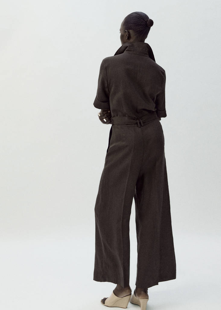 Lyocell shirt jumpsuit — Brown