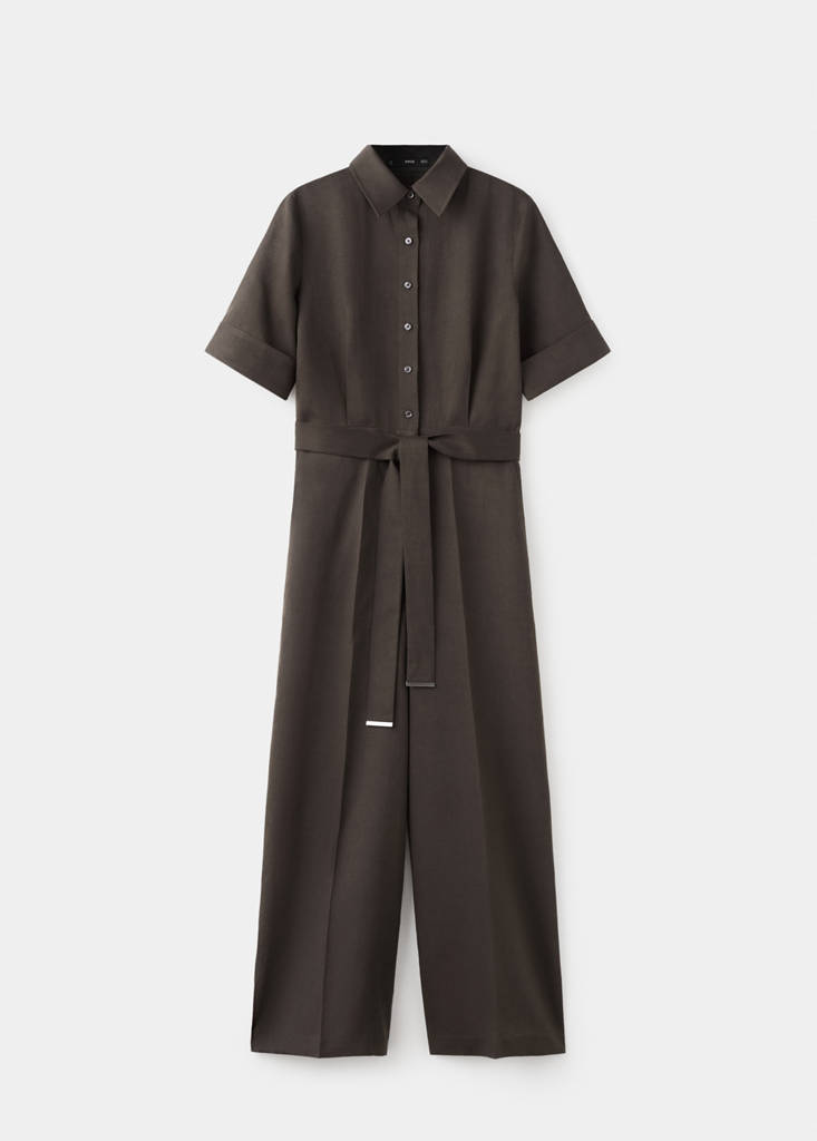 Lyocell shirt jumpsuit — Brown