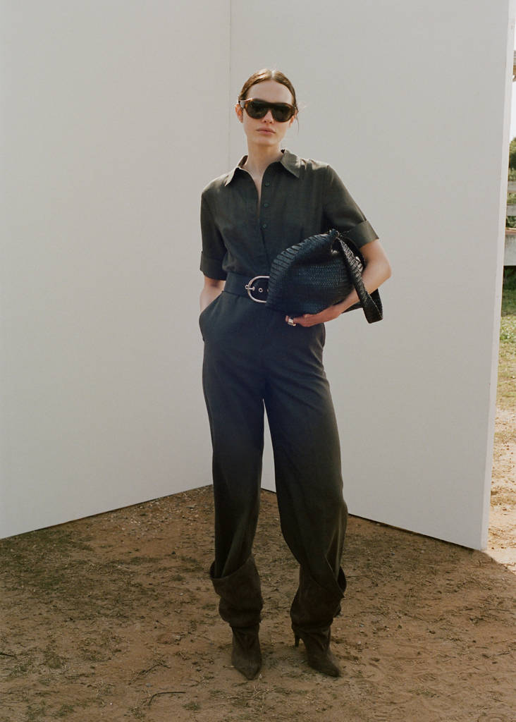 Lyocell shirt jumpsuit — Khaki