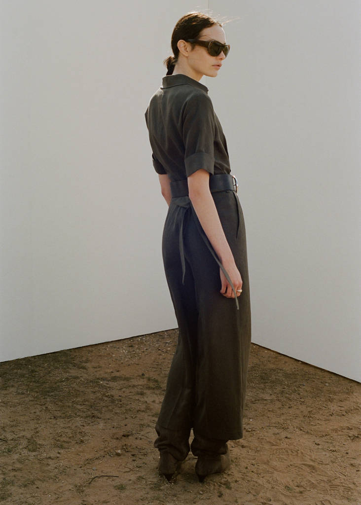 Lyocell shirt jumpsuit — Khaki