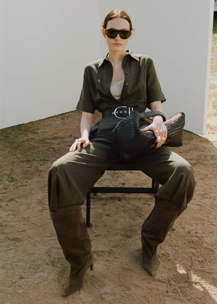 Lyocell shirt jumpsuit — Khaki