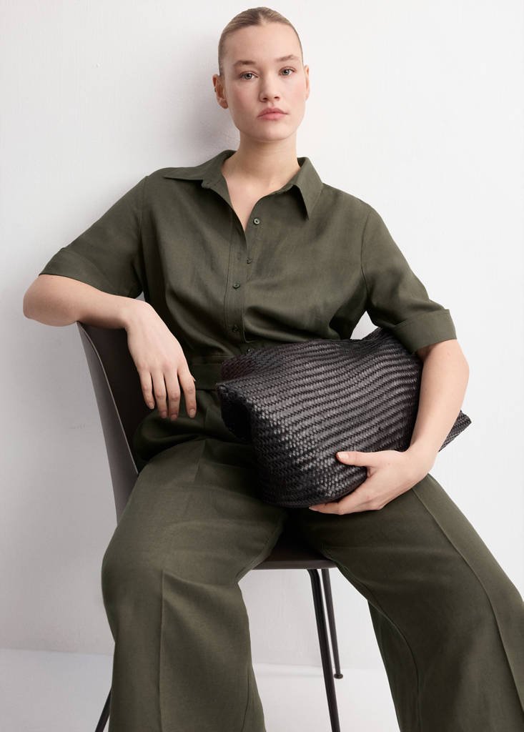 Lyocell shirt jumpsuit — Khaki