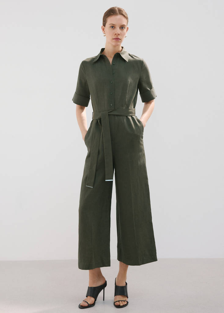 Lyocell shirt jumpsuit — Khaki