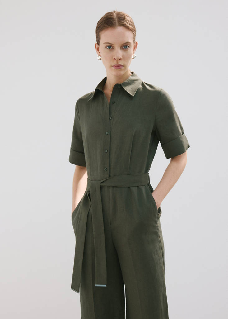 Lyocell shirt jumpsuit — Khaki
