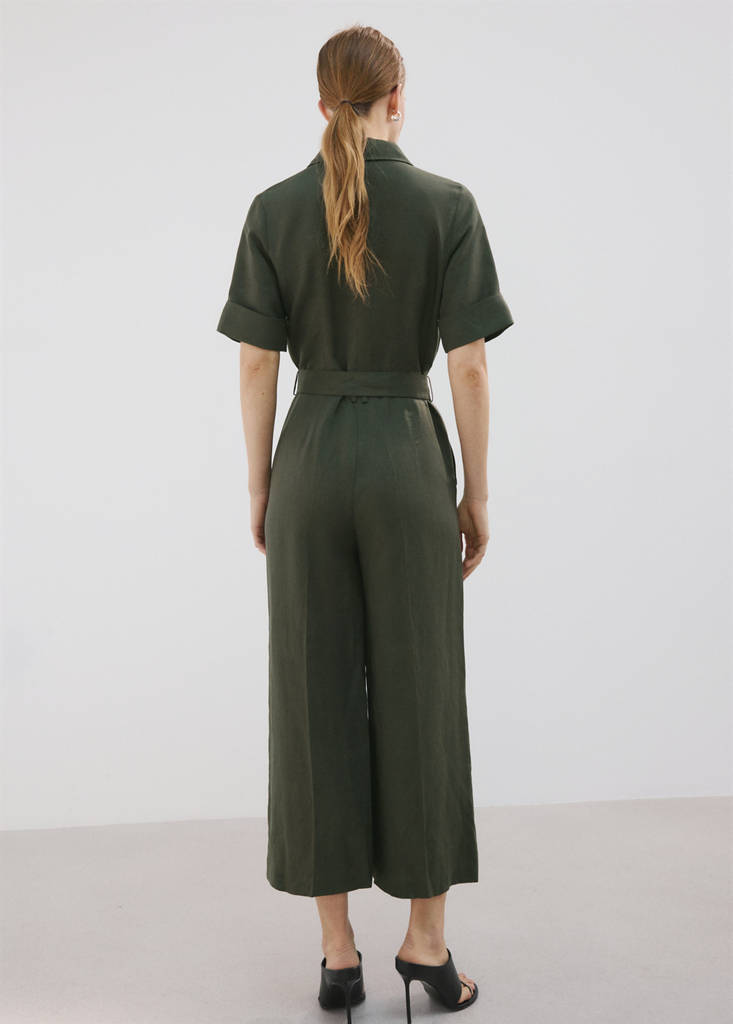 Lyocell shirt jumpsuit — Khaki
