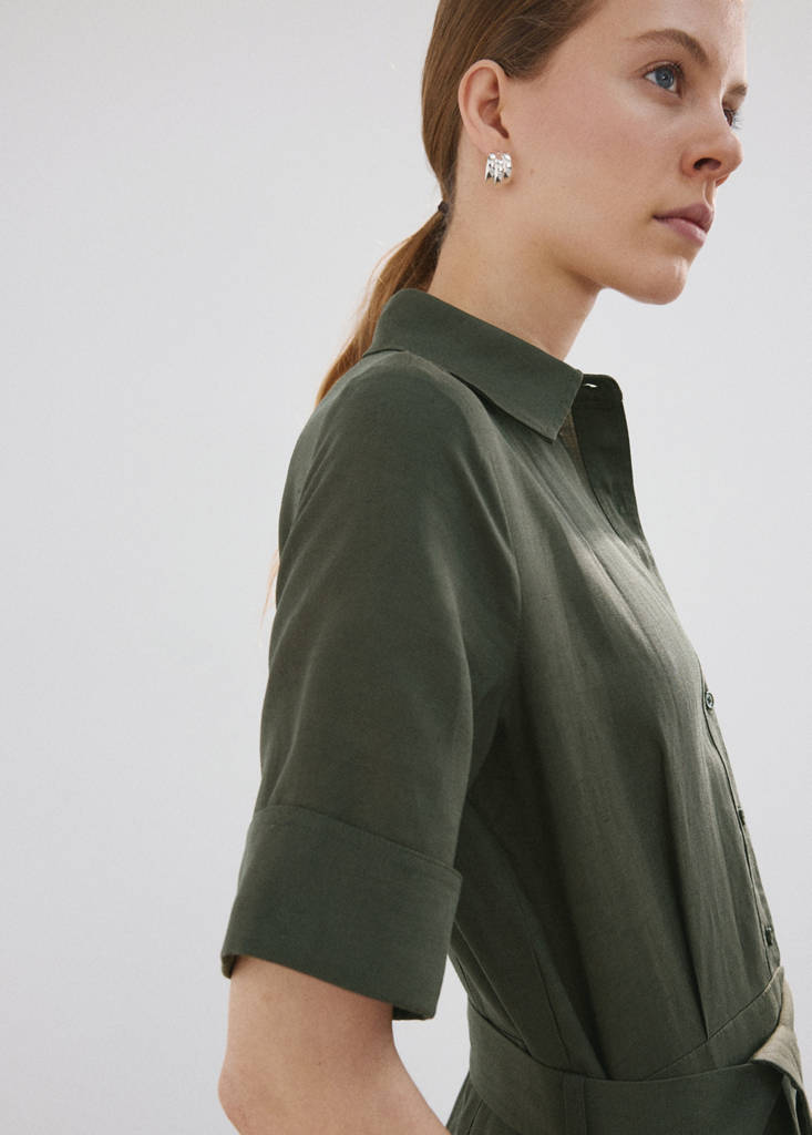 Lyocell shirt jumpsuit — Khaki