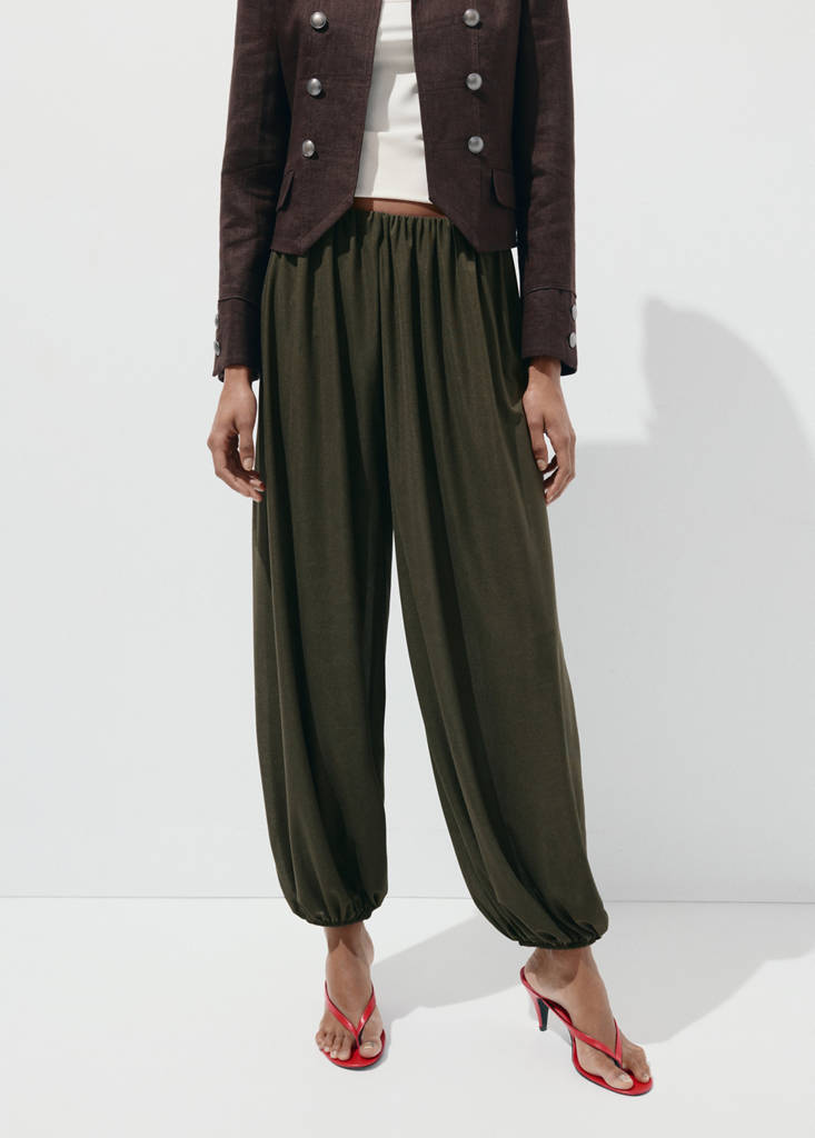 Mid-rise harem pants — Khaki