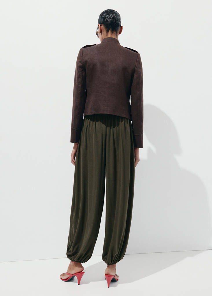 Mid-rise harem pants — Khaki