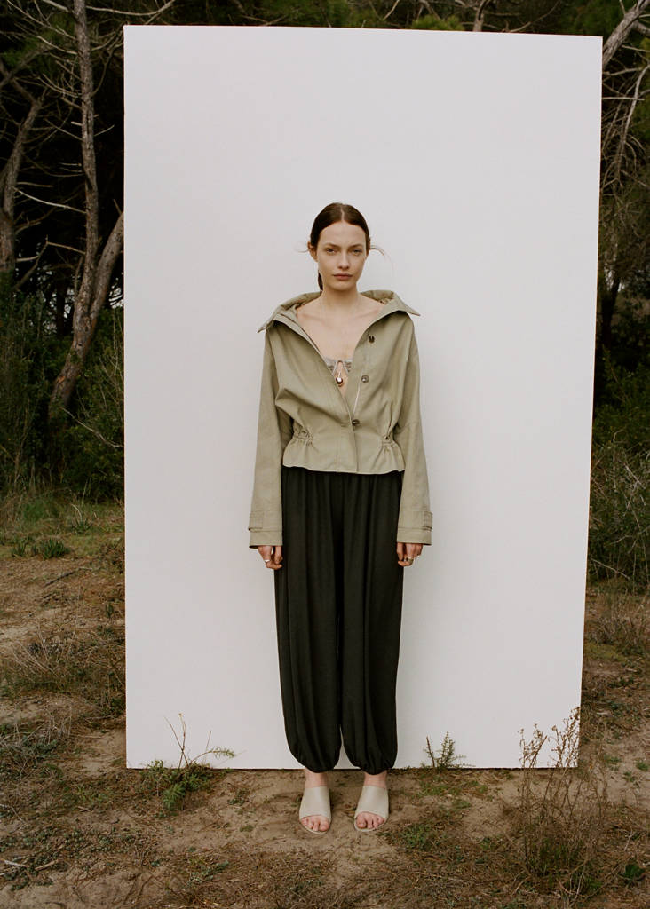 Mid-rise harem pants — Khaki