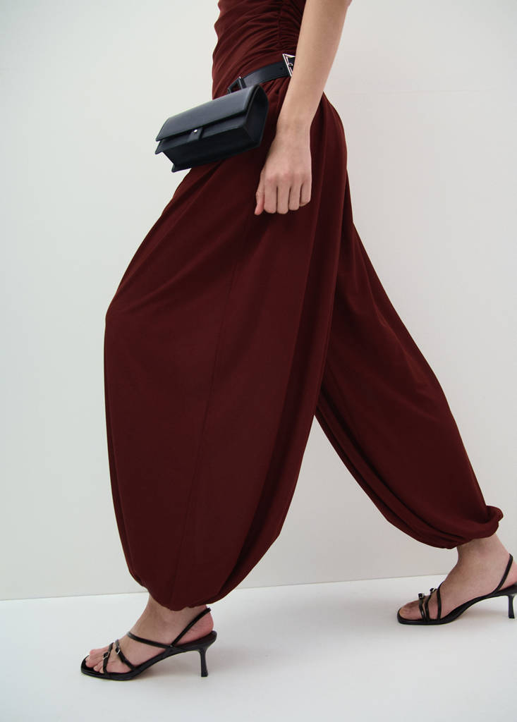Mid-rise harem pants — Russet