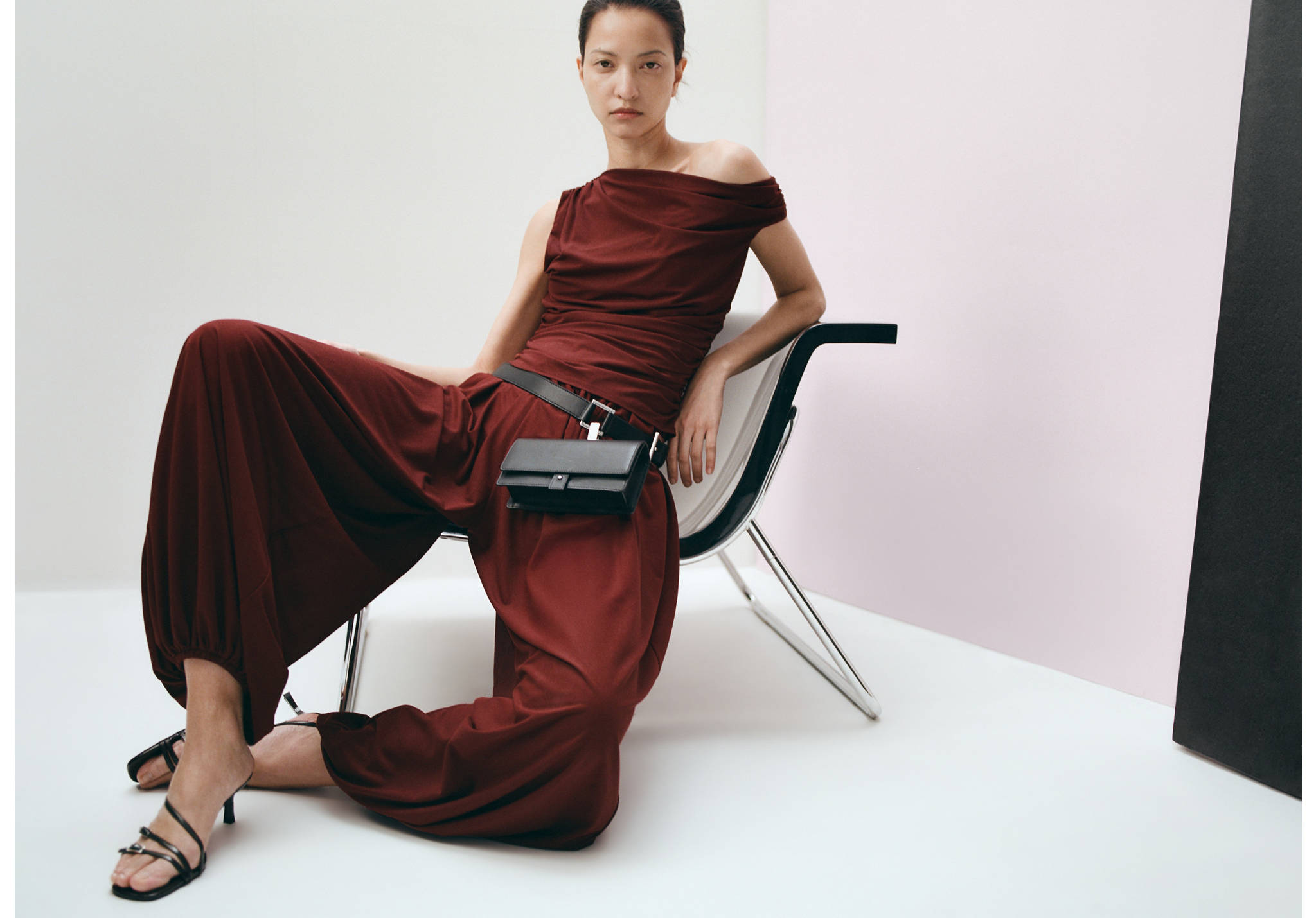 Pantalon bouffant taille mi-haute - Plan panoramique