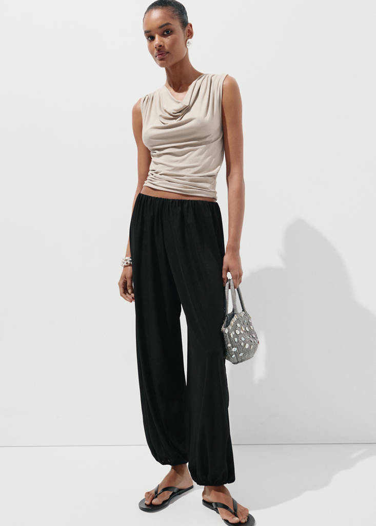 Mid-rise harem pants — Black