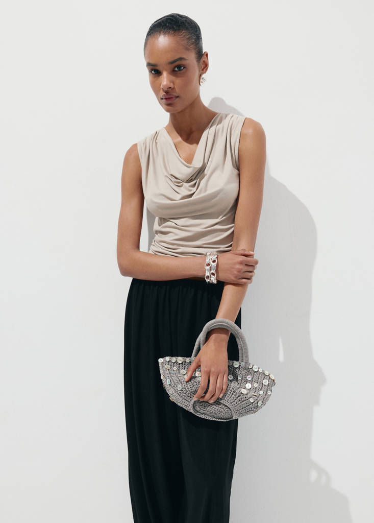 Mid-rise harem pants — Black