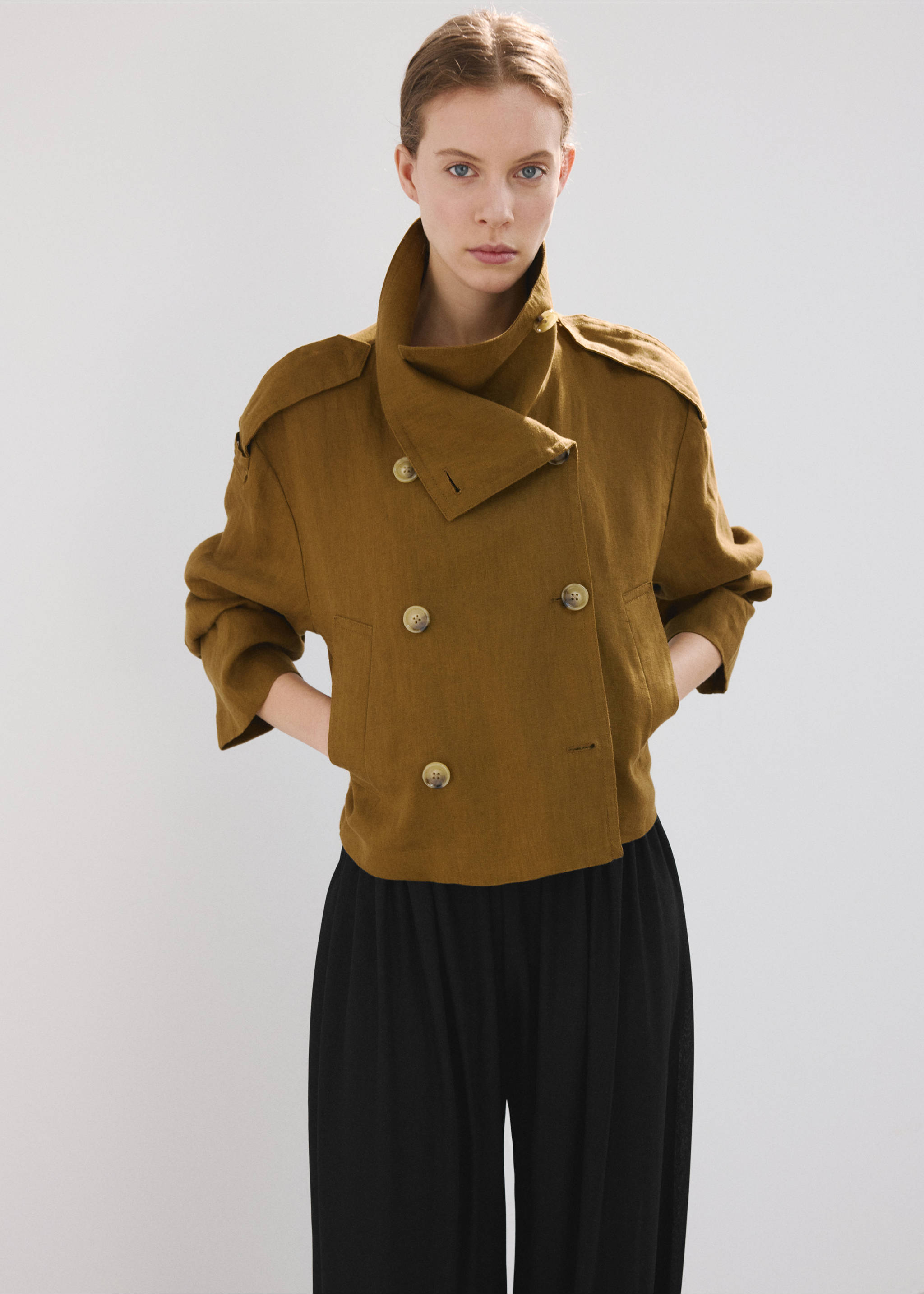 Mid-rise harem pants - Details of the article 1, Black. Ref: 27095831-00.