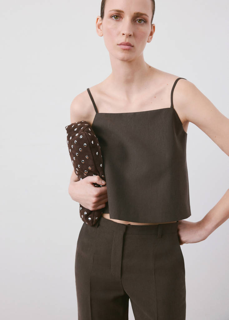 Lyocell suit waistcoat — Chocolate