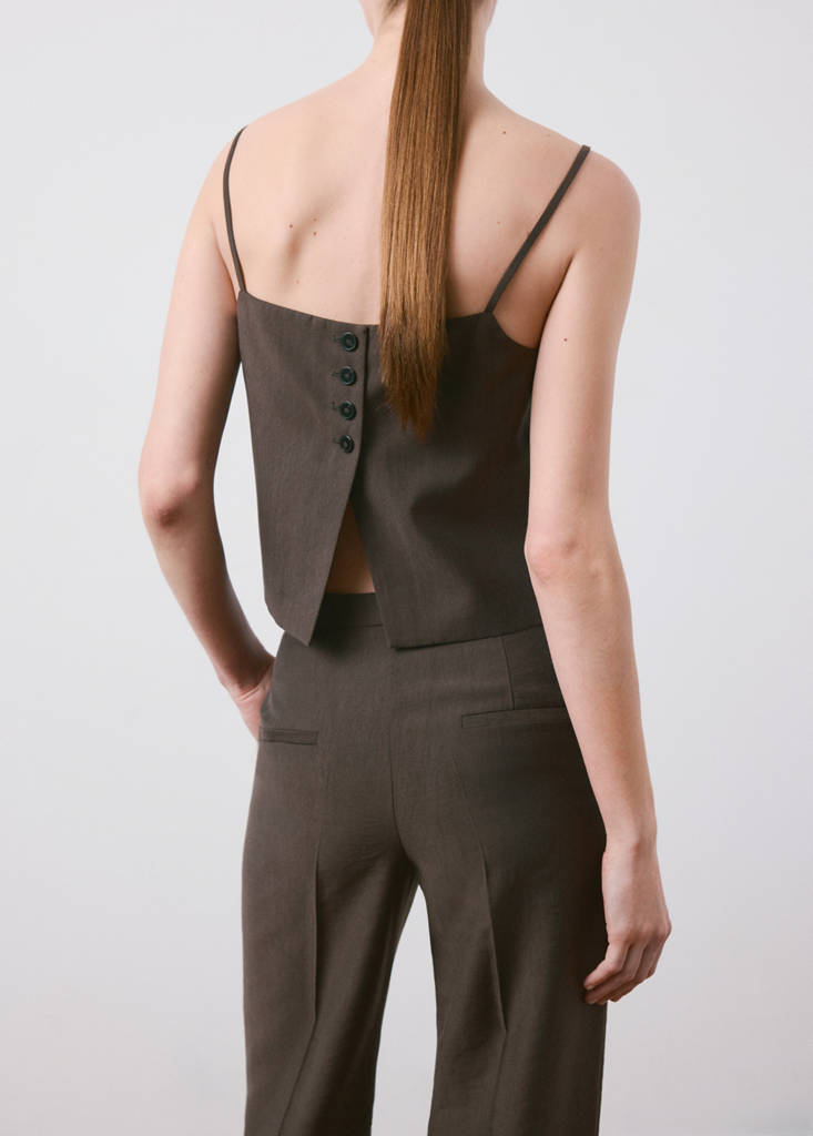 Lyocell suit waistcoat — Chocolate