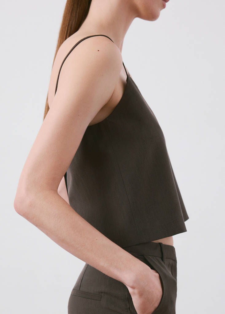 Lyocell suit waistcoat — Chocolate