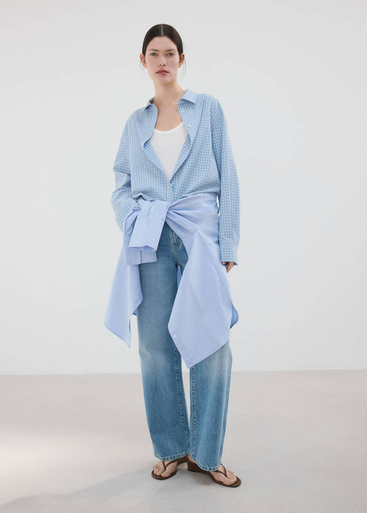 Gerades Hemd, kariert — Himmelblau